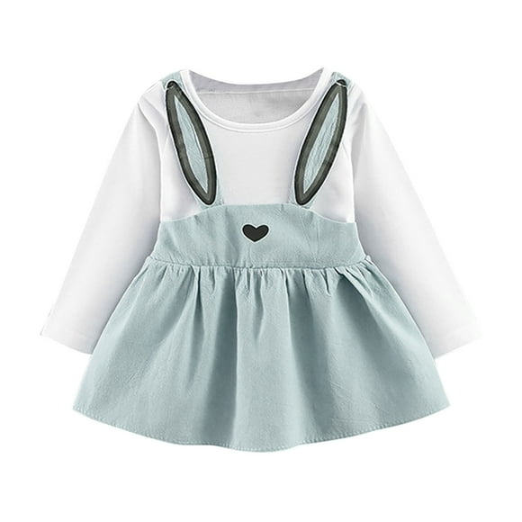 Odeerbi Vestido Mono Conejito Niña Falda Tirantes Algodón Bebé Vestido Princesa Tirantes Manga Larga