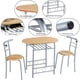 thumbnail image 4 of Juego Mesa de Cocina con 2 Sillas de Comedor Conjuntos de Mueble de 3 Piezas con Vino Estante Madera Natural+Plata, 4 of 5