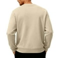 thumbnail image 5 of Solid Color Men's Winter Fleece-Lined Crewneck Sweatshirt | Oversized Warm Thick Solid Color For Casual & Daily Wear,Beige,L, 5 of 7