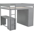 thumbnail image 3 of Wood Full Size Loft Bed with Wardrobes and 2-Drawer Desk with Cabinet,Multifunctional Full Bed Space-Saving, 3 of 7