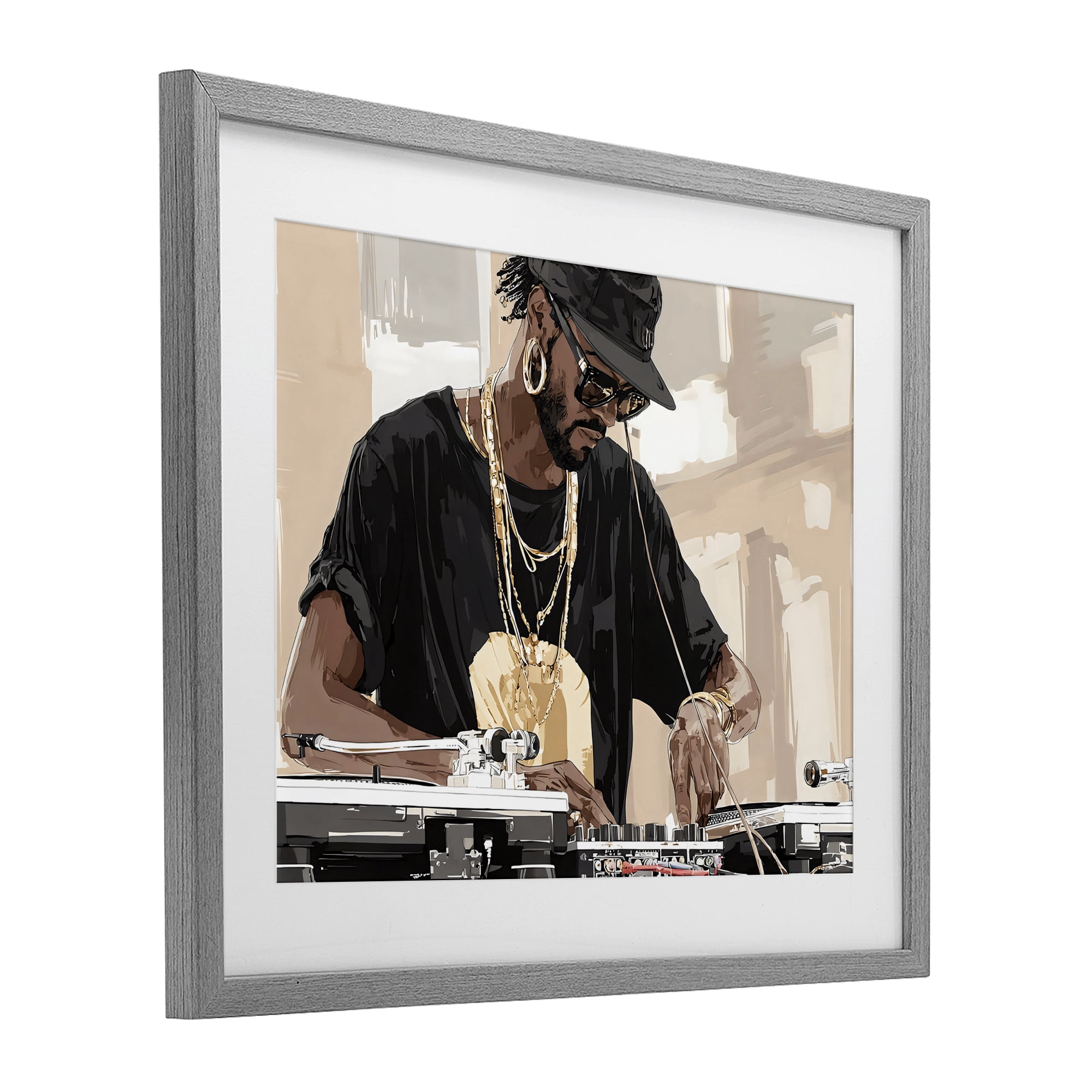 Stupell Industries Timeless DJ with Urban Rhythm Gray Framed Print Under Glass, design by Franklyn Gregory