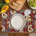 thumbnail image 4 of Red Boho Botanical Placemats Set of 6, Southwestern Retro Leaves Ethnic Tribal Placemats for Dining Table, Place Mats for Kitchen Tabletop, Waterproof Wipeable Dining Table Mats Set, 4 of 9