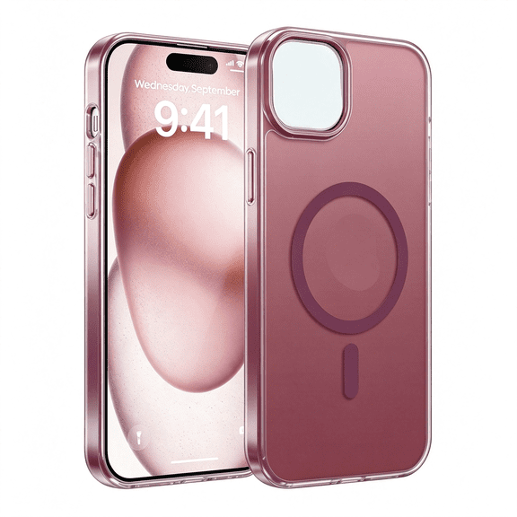 KUMEE for Iphone 15/14/13 Case, Fit for | Translucent Matte, Magnetic Phone Cases, 14Ft Military Grade Drop Protection, Slim Shockproof Protective Cover, Wine Red
