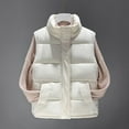 thumbnail image 2 of Htigea Fall Winter Puffer Vest for Women Sleeveless Jacket Outerwear Lightweight Stand Collar Coats with Pockets White M, 2 of 6