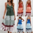 thumbnail image 4 of Vestido sin mangas de mujer Correas de hombro espaguetis Vestido de playa de vacaciones de cintura a Abanopi Verde/Grande, 4 of 7