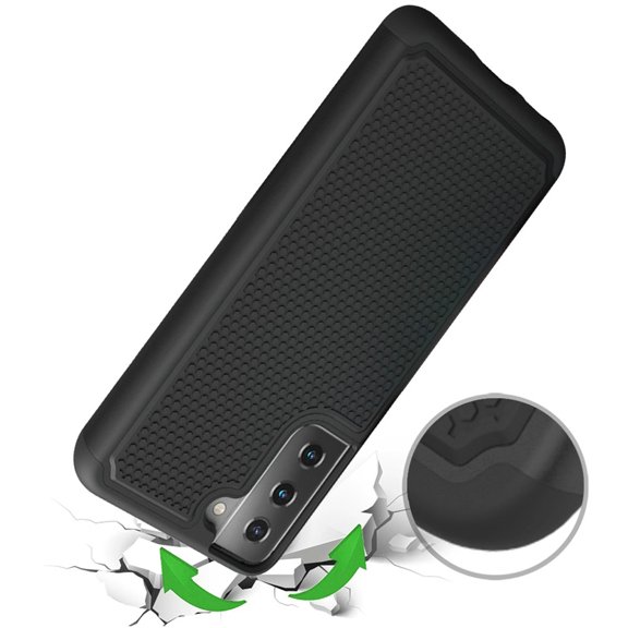Samsung Galaxy S21 Plus (6.7") Case Textured Hybrid Shockproof Rugged Hard Plastic & Soft Silicone TPU Protective ,Xpm Phone Cover for Galaxy S21  Plus - Black