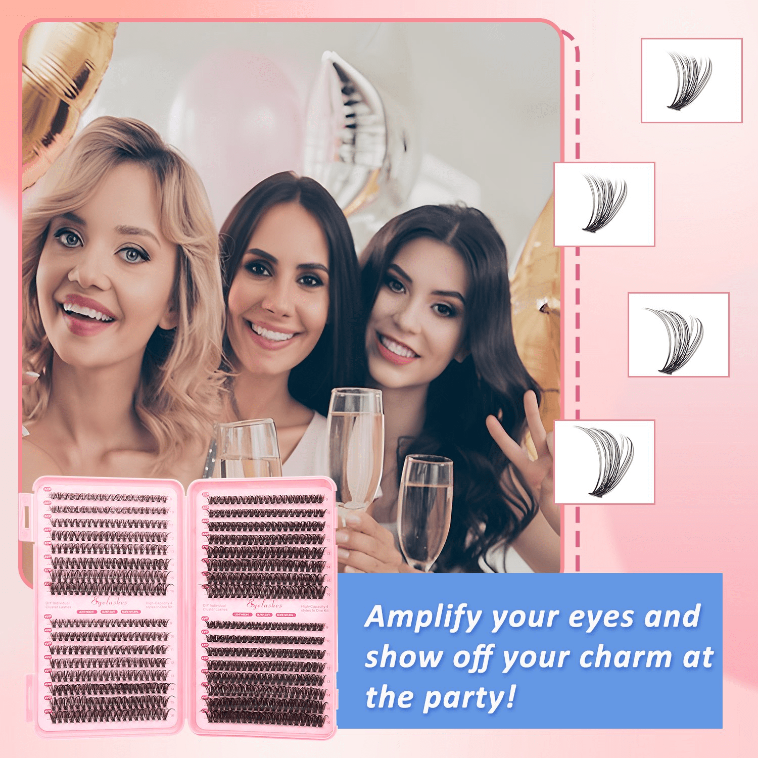 HCUSIHFEW  Lash Extension Kit 640pcs Individual Lashes Cluster Eyelash Extension Kit 30D+40D 9-16mm Mixed Color Lashes