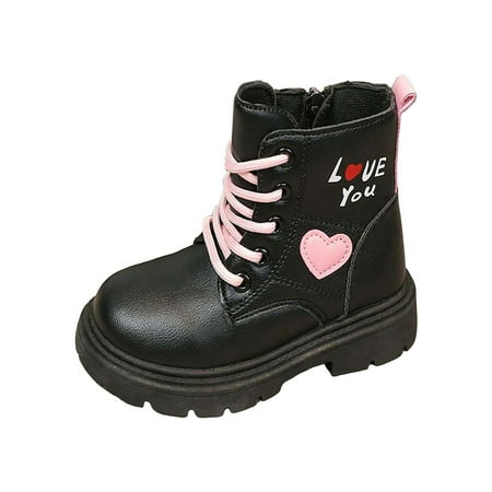 

Povozer Boots for Girls Kids Cowboy Boots for Girls Cowboy Boots Kids Hiking Outdoor Lace up Boots(Black 6-7 Years)