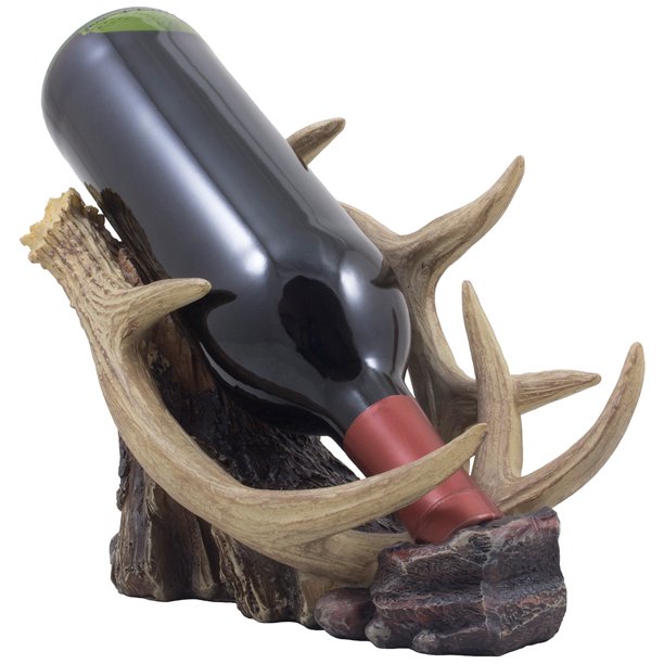 Decorative Deer Antler Single Wine Bottle Holder For Bar and Countertop