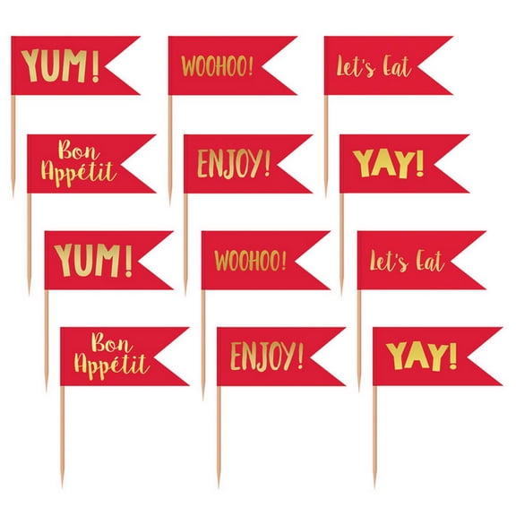 Red and Gold Cupcake Toppers (24)