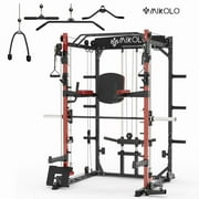 Mikolo Smith Machine, 2000lbs Squat Rack with 1200 lb Capacity Red , Training Equipment with LAT-Pull Down System & Cable Crossover Machine