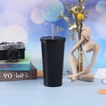 thumbnail image 4 of Bewildely Frasco de vacío de acero inoxidable, paja desmontable antideslizante, 500ml, reutilizable, lavable, para leche, café, agua, taza, suministros Cocina y Comedor Negro Bewildely HA073675-06B, 4 of 6