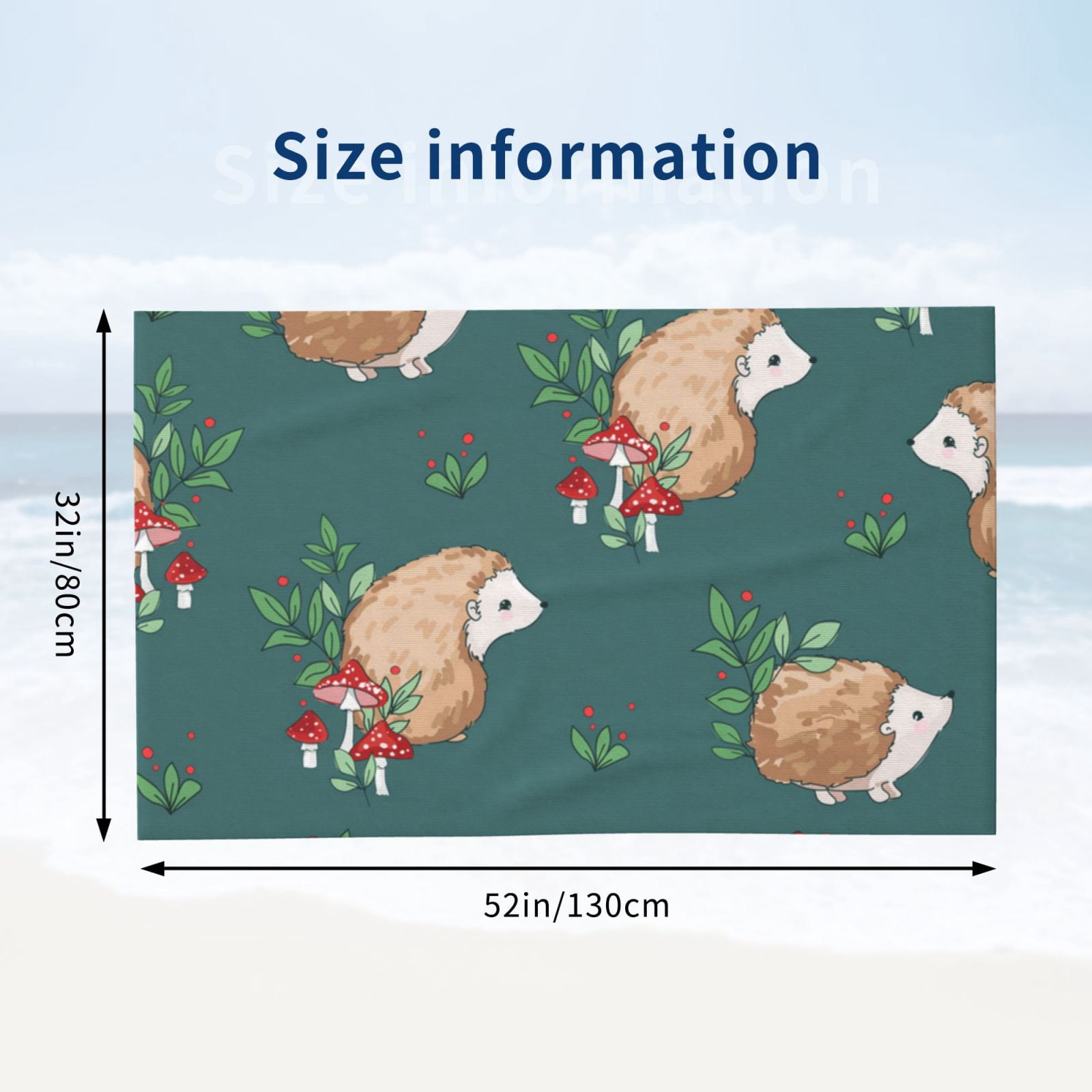 Baby Hedgehog Mushroom Beach Bath Towel Gym Spa Shower Towels Pool Soft 32" X 52" for Men Women
