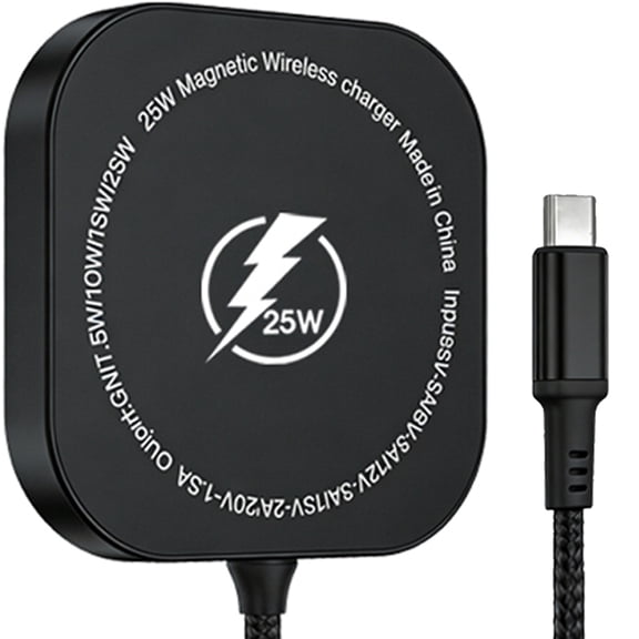 Magnetic Wireless Charging Pad,25W Fast Wireless Charger Compatible for iPhone Pro Plus,Max & AirPods 4/3 Pro,Ideal for Home, Office & Travel,Black