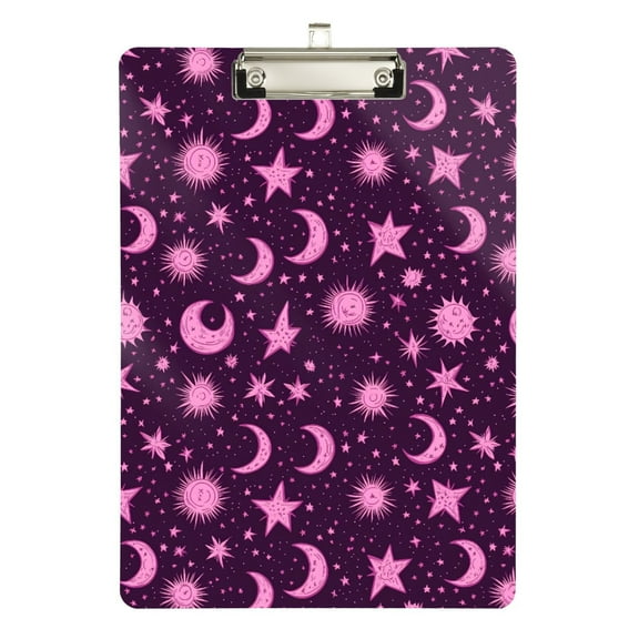ALAZA Plastic Clipboard A4 Letter Size Decorative Clipboards for Students Women Men 9" x 12.5" Stars Boho Moon