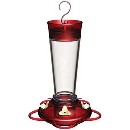 Hummingbird Feeder 10 Ounce Nectar Capacity Glass Bottle Ruby