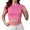 Hot Pink, variant on yunLCZ Basic T Shirts Going Out Tops For Women Cropped Tie Front Petite Summer High Neck Short Sleeve Tops Sexy T Shirts Work Out Outfits Women's Short Sleeve Shirts Black L