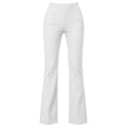 thumbnail image 5 of Womens High Waisted Dress Pants Elastic Waist Office Work Trousers,Elastic High Waist Flared Trousers With Side Pockets, Teacher Comfortable Stretch Office Work Pants, Petite Slacks White,2XL, 5 of 9