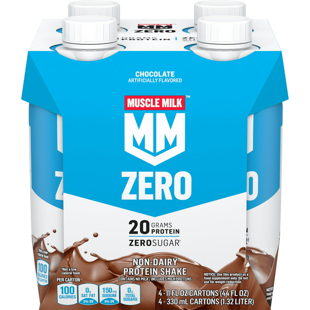 Muscle Milk Zero 100 Calorie Protein Shake Chocolate 20g Protein 11 Fl Oz 4 Count