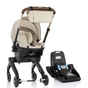 Evenflo Shyft DualRide Infant Car Seat and Stroller Combo with Green & Gentle Fabric, Champagne