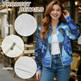 thumbnail image 6 of COEQINE Women's Bomber Jacket Zip Up Long Sleeve Varsity Shackets Lightweight Coat with Pockets, Stand Collar Loose Fit Casual Jacket Fall Winter Outfits, Small, Blue Sea Turtle Hibiscus, 6 of 7