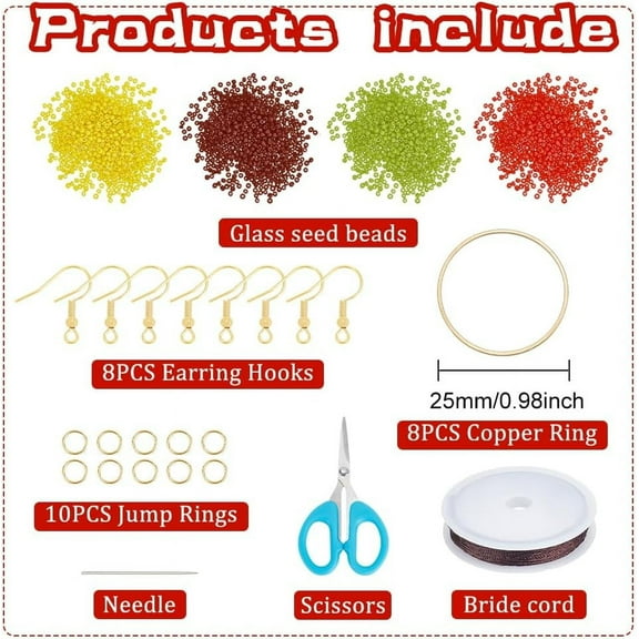 4Pairs Beaded Fringe Earring Kit Art Crafts Earring Making Supplies with Instructions Beaded Earring Making Kit for DIY Women Beginners Birthday Gift