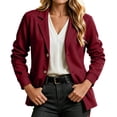 thumbnail image 2 of Chiccall Women’s Sweatshirt Blazer Jacket, Long Sleeve Lapel Shoulder Pads Lined Office Casual Sport Coat with Pockets, Loose Fit Work Outerwear for Daily Business, 2 of 9
