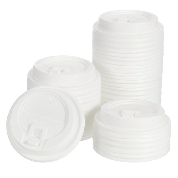 Disposable Coffee Cup Lids, 50 Count 80mm Plastic Lids for 8 OZ Coffee Cups, Suitable for Cold and Hot Drinks (White)