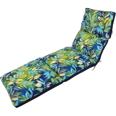 22W X 72L X 5H Hinge At 26" Spun Polyester Outdoor CHANNELED Reversible Chaise Cushion In Seabreeze Lagoon-Solid Navy By