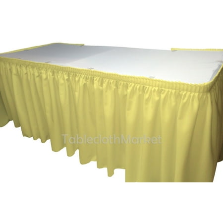 

POLYESTER PLEATED TABLE SET SKIRT skirting 21 Ft + clip + Topper Media Day (Color: yellow)