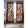 thumbnail image 2 of Brown Retro Horse Sheer Curtains 84 Inch Length 2 Panels Set, Vintage Western Stars Country Voile Window Treatment Rod Pocket Curtains Sheers Drapes for Bedroom/Living Room/Kitchen 52"x84"x2, 2 of 7