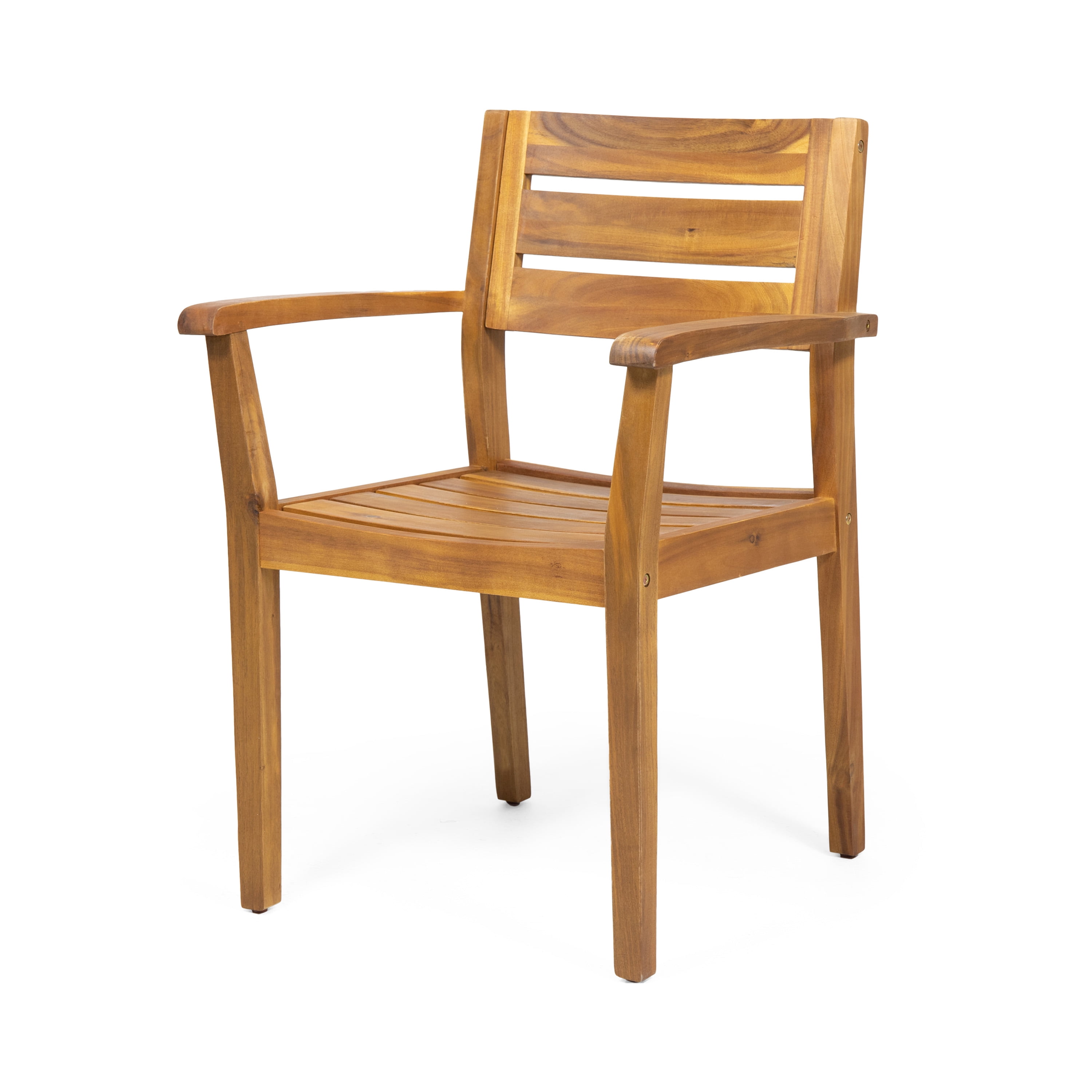Outdoor Dining Chairs Set of 2 – Solid Acacia Wood Patio Armchairs with Slatted Seat & Back, Weather-Resistant for Backyard, Garden or Poolside