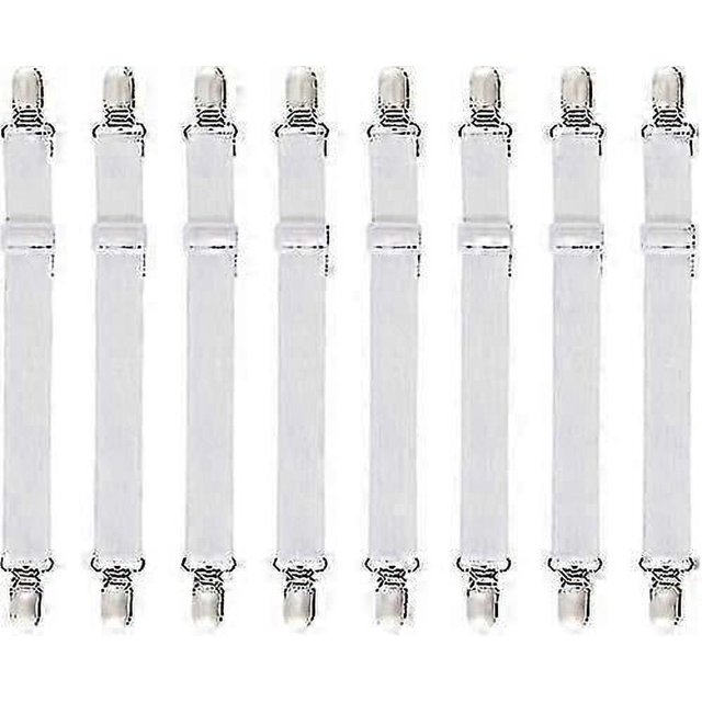 8pcs (60cm To 200cm) Adjustable Fitted Sheet Bed Sheet Tensioner, Adjustable Tensioners, Fits All Beds And Mattresses, White