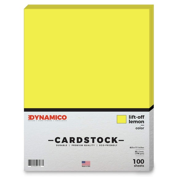 Lift-Off Lemon Cardstock Paper – 8 1/2 x 11" Medium weight 65 LB (175 gsm) Cover Card Stock - for Cards, Invitations, Brochure, Award, and Stationery Printing - 100 Sheets Per Pack