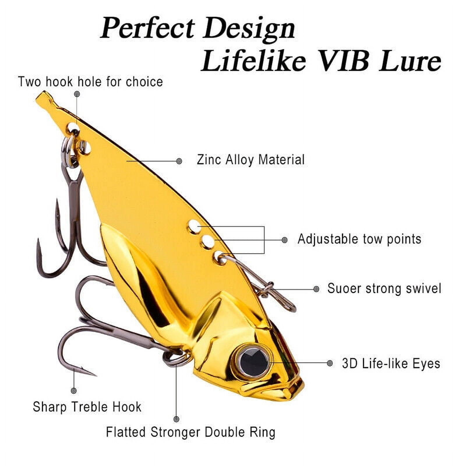 5Pcs Metal Blade Fishing Lures 5/7/10/15/20g Hard VIB Crank Bait Sinking Hook
