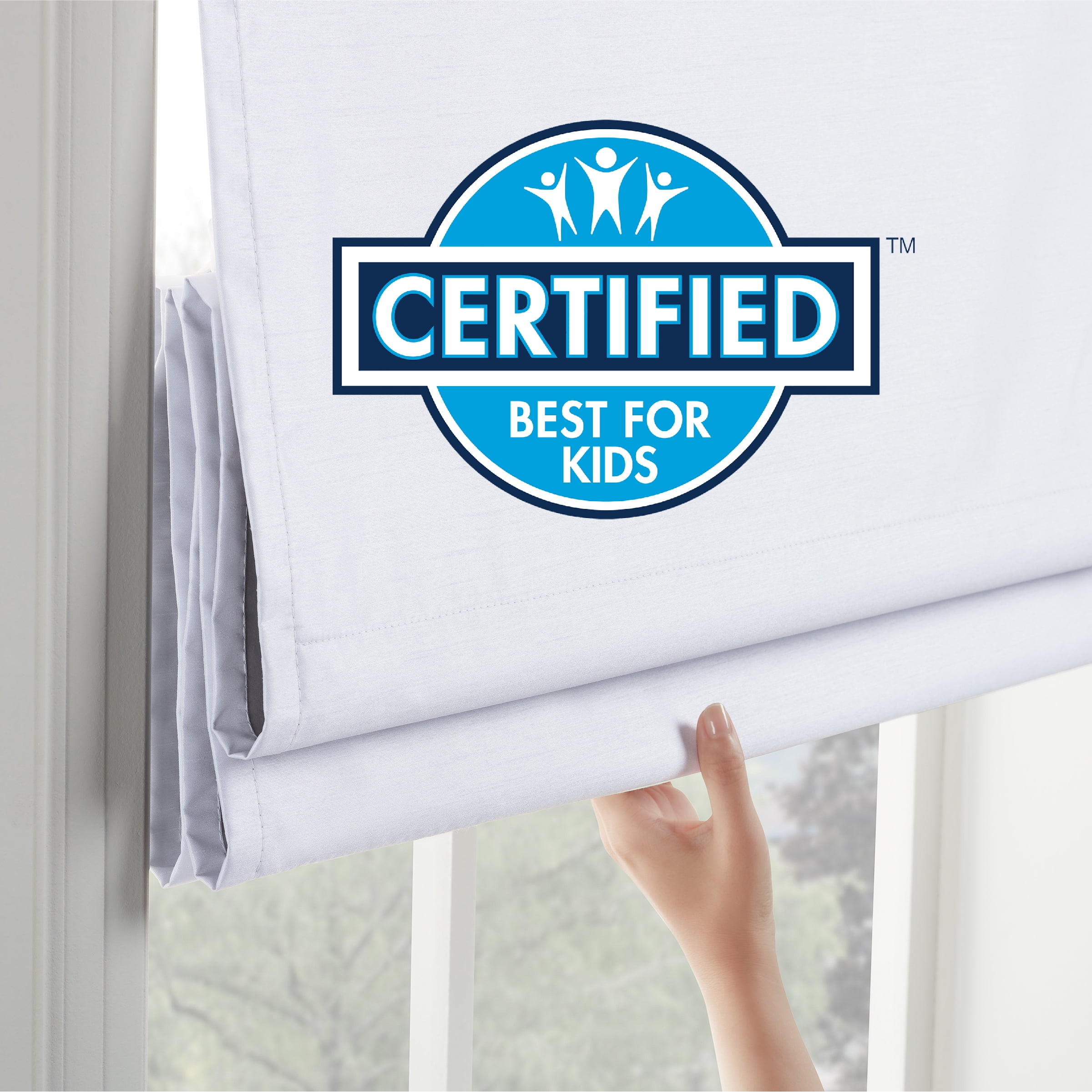 Eclipse Drew Textured Solid, 100% Total Blackout, Cordless Roman Shade, White, 36 x 64