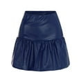 thumbnail image 2 of Gubotare Tennis Skirts For Women Women's Elegant High Waist A-line Plaid Tweed Mini Skirt,Navy XL, 2 of 5