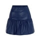 thumbnail image 3 of Gibobby faldas para mujer Falda hinchada para mujer Falda de cuero Pu Falda de cintura alta Falda de vientre completo Falda elegante sexy sólida(Azul marino, XL), 3 of 5