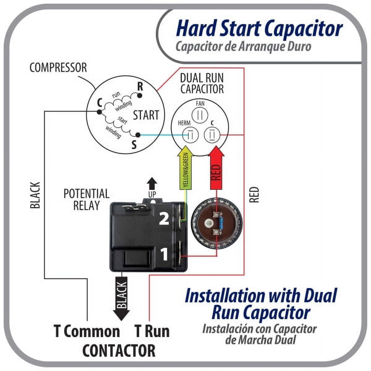 Appli Parts APHS-1 1 to 3 TON Hard Start kit 208-244 V, 1 Ph for air conditioner includes Capacitor 88-108mfd 330V and Potential Relay for Air Conditioner scroll and reciprocating compressors