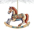 thumbnail image 4 of Designocracy 8100196-3 5 x 5.5 x 0.25 in. Rocking Horse Wooden Christmas Decor Ornaments, 4 of 7