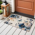 thumbnail image 4 of Rectangle Area Rugs 2 x 3 Ft, Vintage Blue Floral Non-Slip Residential Carpet, Butterflies Watercolor Flower Linen Indoor Crawling Mats Runner Rugs for Living Room/Dining Room/Bedroom, 4 of 8