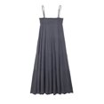 thumbnail image 4 of HH TRAF Vestido camisero elegante de verano para mujer, para vacaciones, playa, plisado, sin mangas, sin espalda, de algodón, con empalme de tul, vestido liso para mujer, 4 of 4