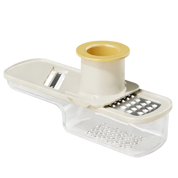 3 in 1 Ginger Garlic Grater, Vegetable Mandoline Slicer with Container, Mini Garlic Slicer, Food Grinder for Ginger/Garlic/Chili, Beige