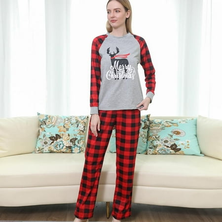 

Supporting Family Pajamas Set Christmas Plaid Pajamas Two-piece Set