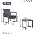 thumbnail image 5 of JOIVI 3 Piece Outdoor Modern Bistro Set, Wicker Conversation Set, Patio Rattan Chair Set, with Coffee Table, Garden (Dark Grey), 5 of 6