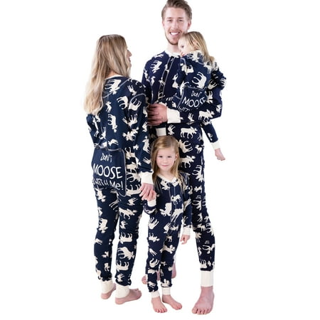 

LazyOne Flapjacks Matching Pajamas for the Dog Baby & Kids Teens and Adults (Classic Moose Blue MEDIUM)