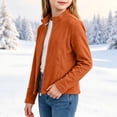 thumbnail image 6 of fatyb Kids Girls Fleece Jacket Zip up Sherpa Lined Cropped Coat Stand Collar Long Sleeve Warm Outerwear, 6 of 7