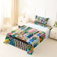 thumbnail image 3 of Castle Fairy Boho Tropical Courtyard Twin Sheets 3pcs,Geometric Mosaic Motif Bedding,Pink Teal Orange,1 Flat Sheet, 1 Fitted Sheet and 1 Pillowcase, 3 of 7