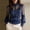 Blue, variant on Morttic Women‘s Elegant Solid Color Sheer Mesh Top with Floral Embroidery – Long Sleeve Stand Collar Pleated Blouse Kahaki,One Size