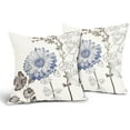 thumbnail image 4 of Ryan; Vintage Flower Pillow Covers 18x18 Inch Set of 2 Modern Floral Botanical Outdoor Pillowcases Rustic Farmhouse European Square Cushion Case for Couch Sofa Bed, 4 of 6